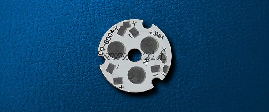 Circuito stampato MCPCB Ø23mm per 3 LED - Prodotto importato da P.R.C.