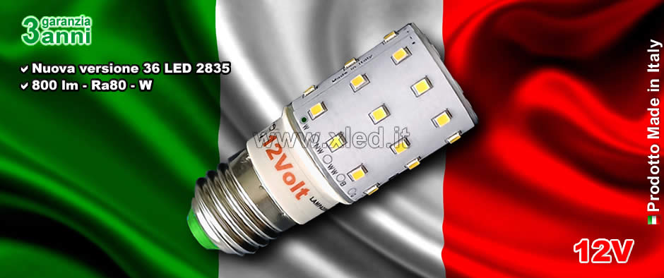 Lampadina LED 6W E27 12V White - Made in Italy