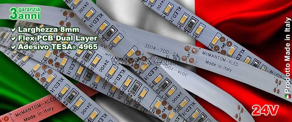 Striscia LED 3014-700-24-IP20 24VDC 72W Neutral White - Made in Italy